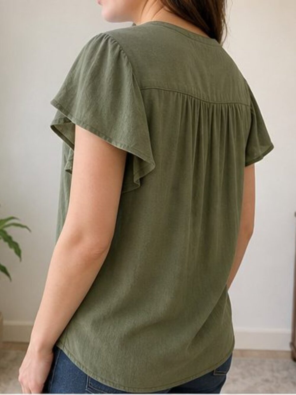 Olive Ruffle Blouse - Picture 3 of 6